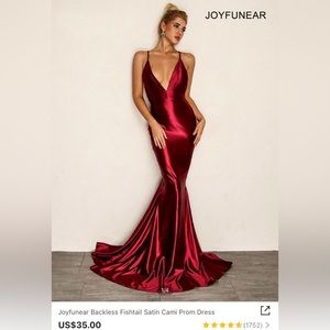 Backless Fishtail Satin Cami Formal Dress